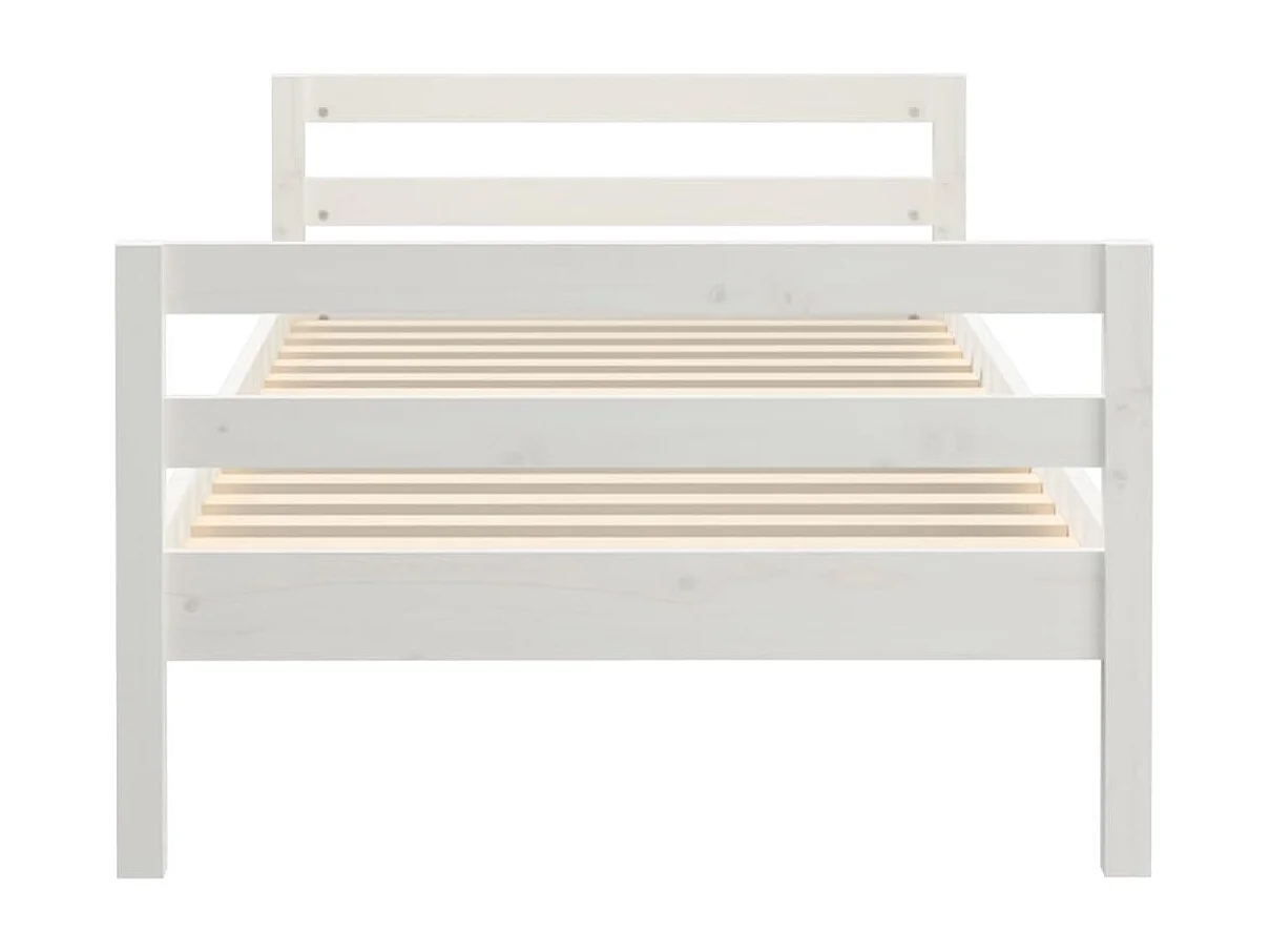 Lit simple | Lit adulte, enfant | Cadre de lit blanc 75x190 cm bois de pin massif