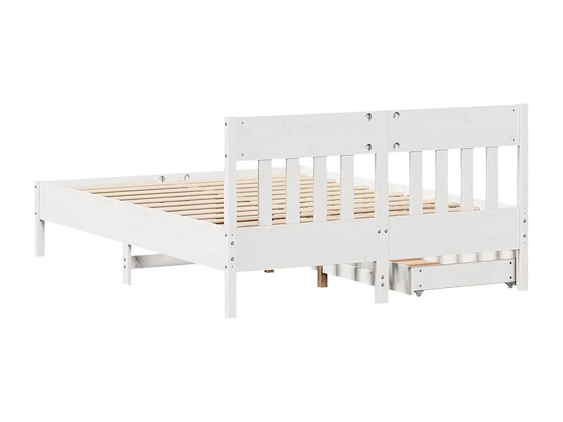 Lit double | Lit adulte | Cadre de lit blanc 160x200 cm bois de pin massif