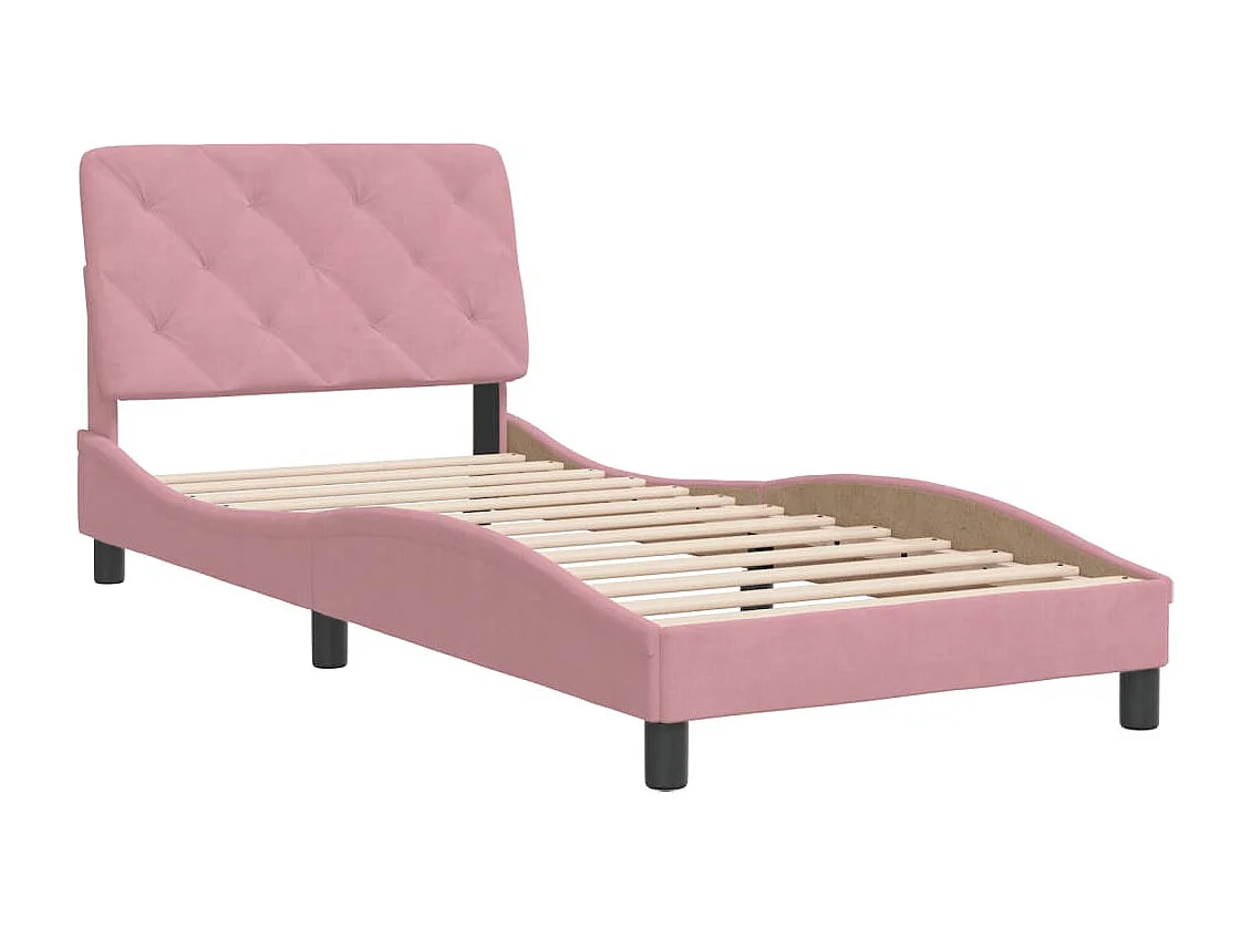 Lit simple | Lit adulte, enfant | Cadre de lit rose 80x200 cm velours