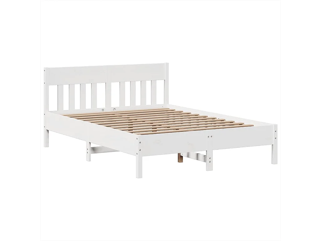 Lit double | Lit adulte | Cadre de lit blanc 140x190 cm bois de pin massif