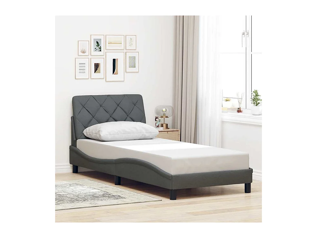 Letto per adulti | Letto singolo | Giroletto senza Materasso Grigio Scuro 90x200 cm Tessuto