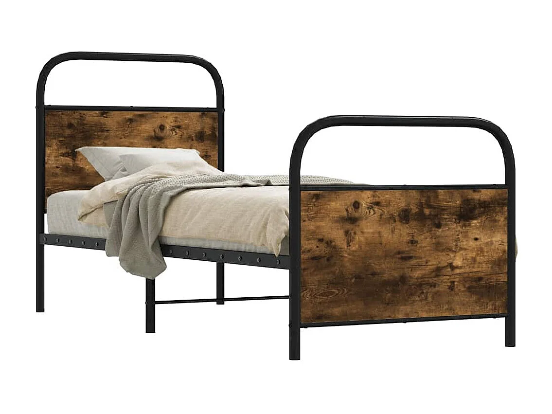 Lit simple | Lit adulte, enfant | Cadre de lit chêne fumé 75x190cm bois d'ingénierie