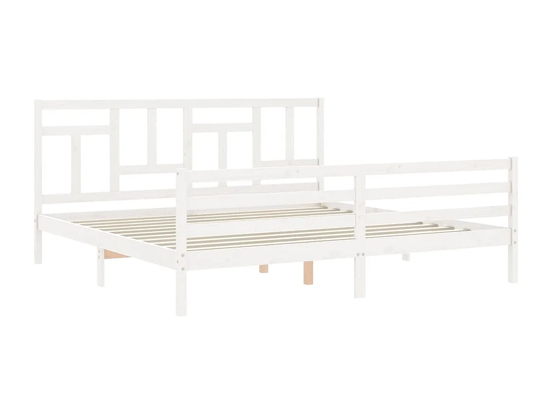 Lit double | Lit adulte | Cadre de lit blanc 200x200 cm bois massif