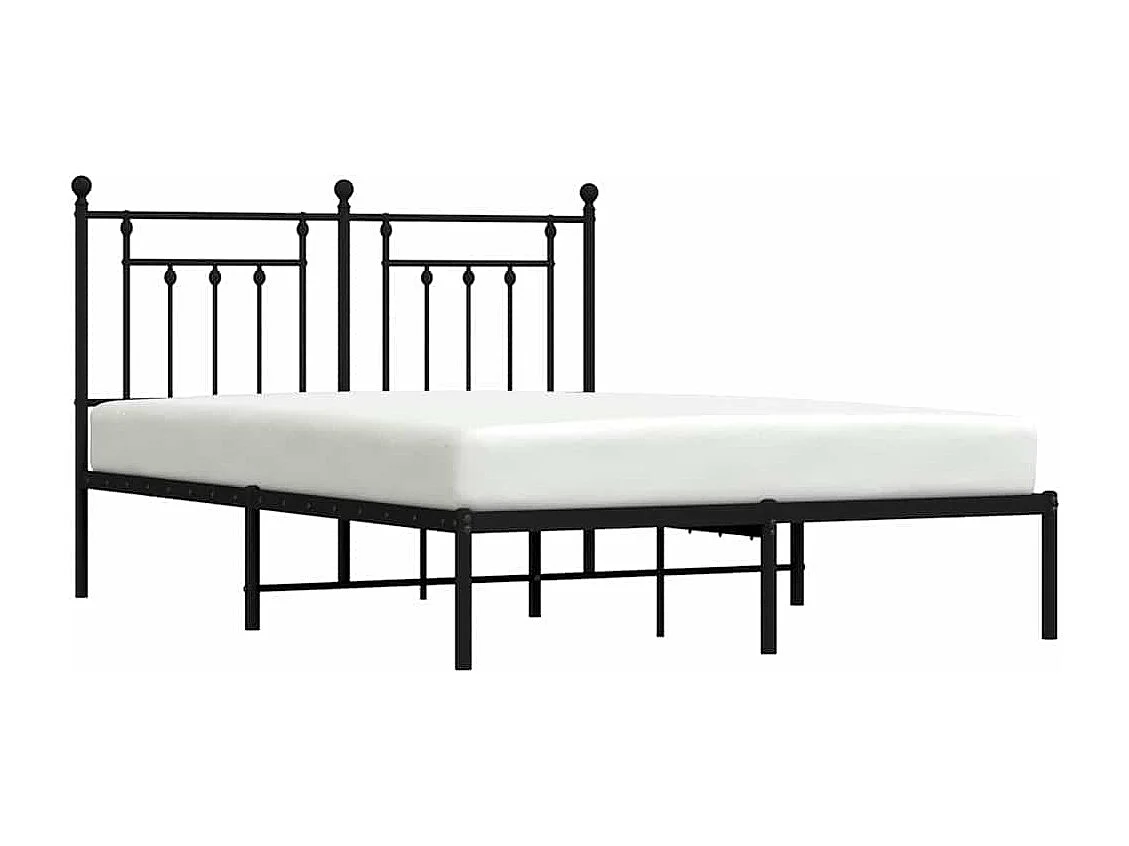 Lit double | Lit adulte | Cadre de lit métal avec tête de lit noir 150x200cm