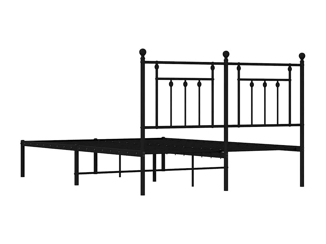 Lit double | Lit adulte | Cadre de lit métal avec tête de lit noir 150x200cm