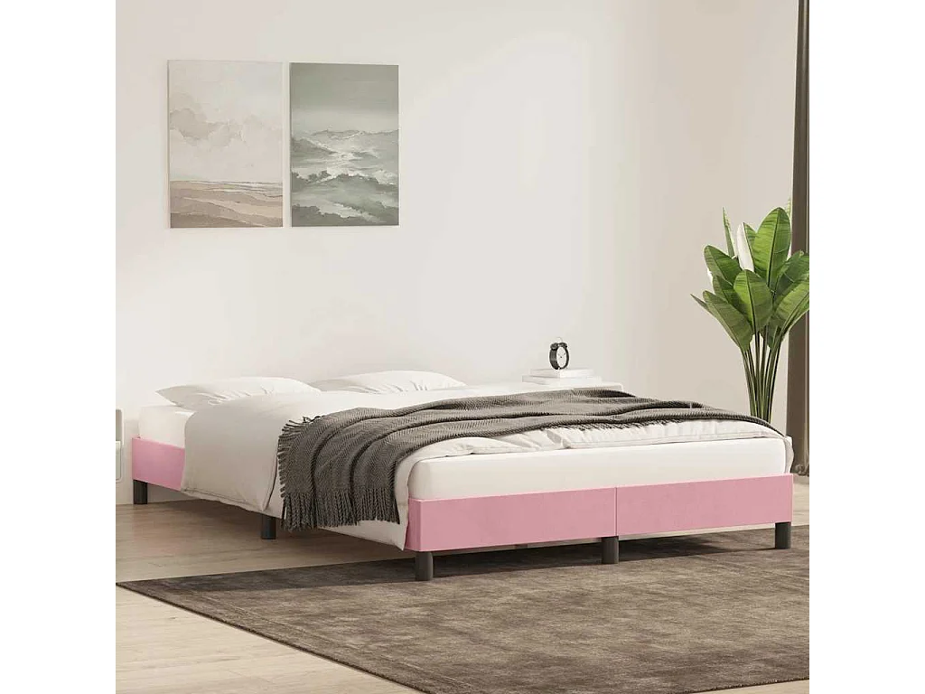 Lit double | Lit adulte | Cadre de lit rose 140x220 cm velours