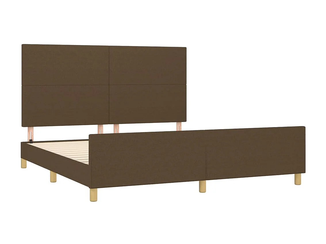 Lit double | Lit adulte | Cadre de lit marron foncé 160x200 cm tissu