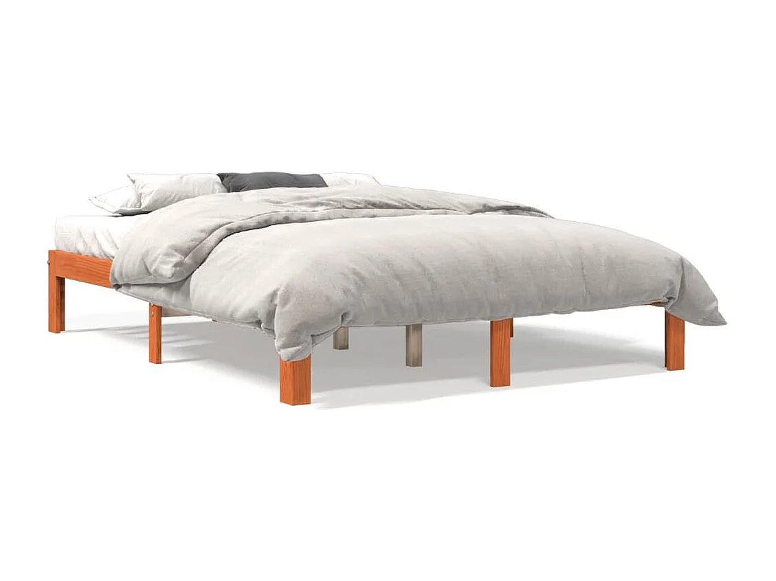 Lit double | Lit adulte | Cadre de lit cire marron 140x190cm bois pin massif