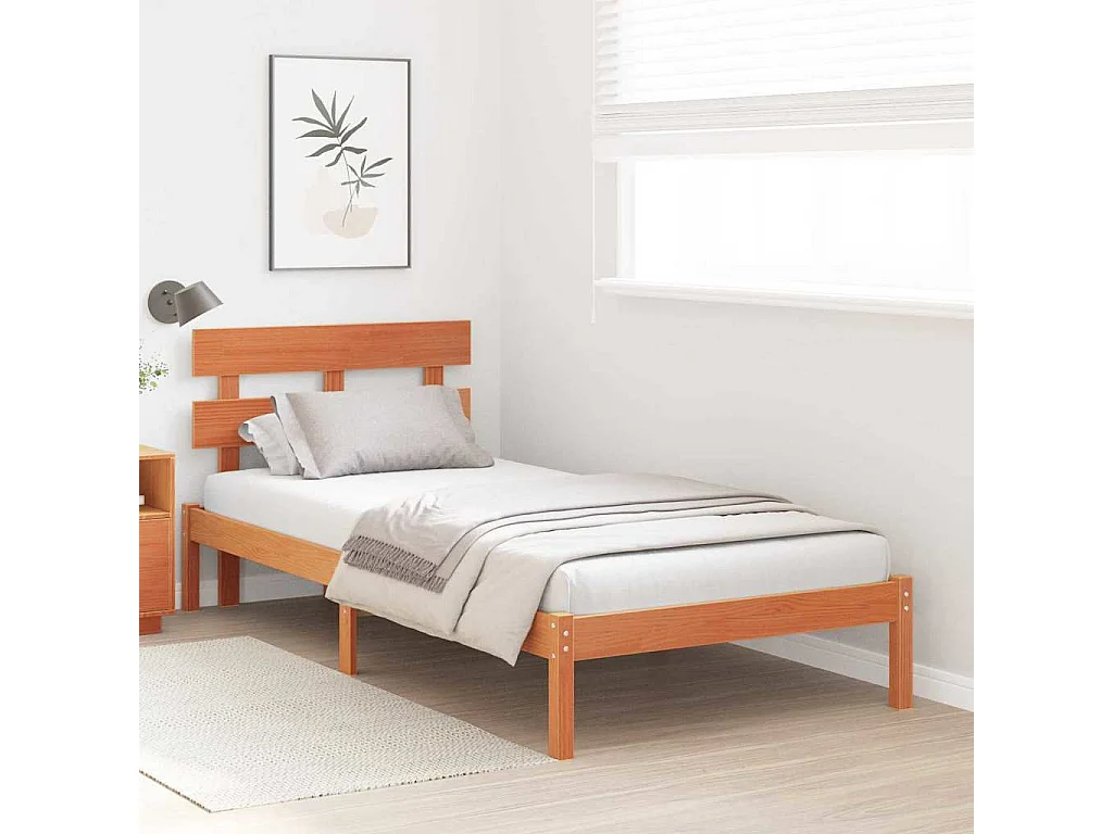 Lit simple | Lit adulte, enfant | Cadre de lit Marron 80x200 cm Bois de pin massif