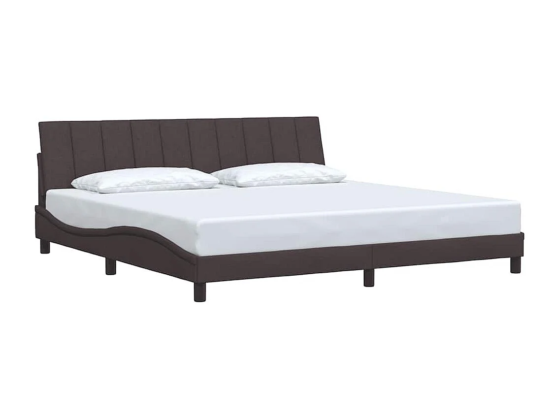 Lit double | Lit adulte | Cadre de lit marron foncé 200x200 cm tissu