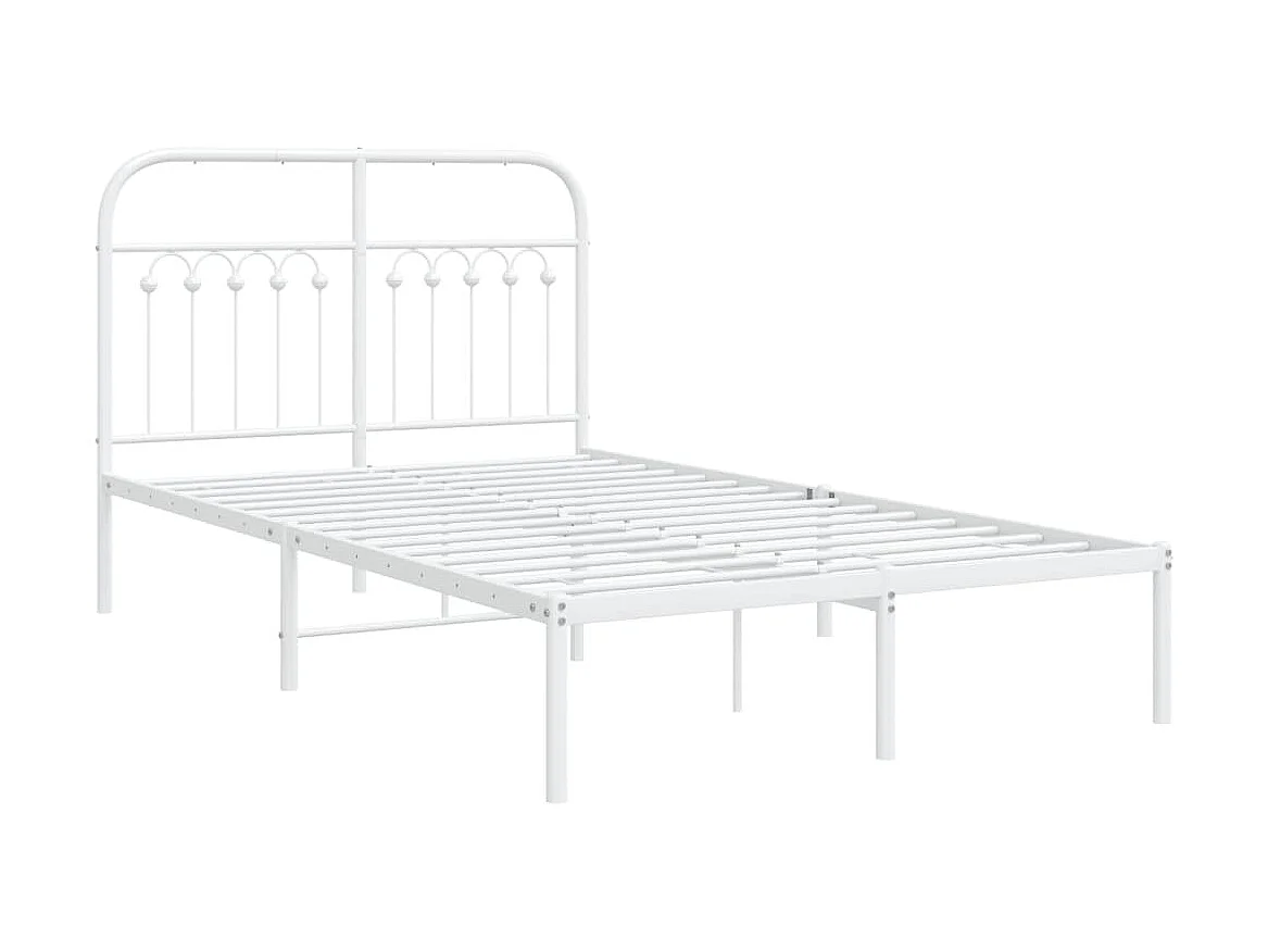Lit simple | Lit adulte, enfant | Cadre de lit métal et tête de lit blanc 120x200 cm