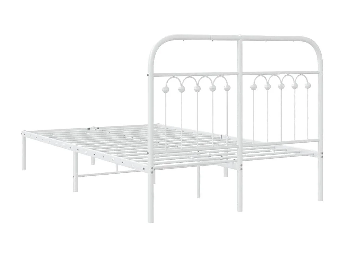Lit simple | Lit adulte, enfant | Cadre de lit métal et tête de lit blanc 120x200 cm