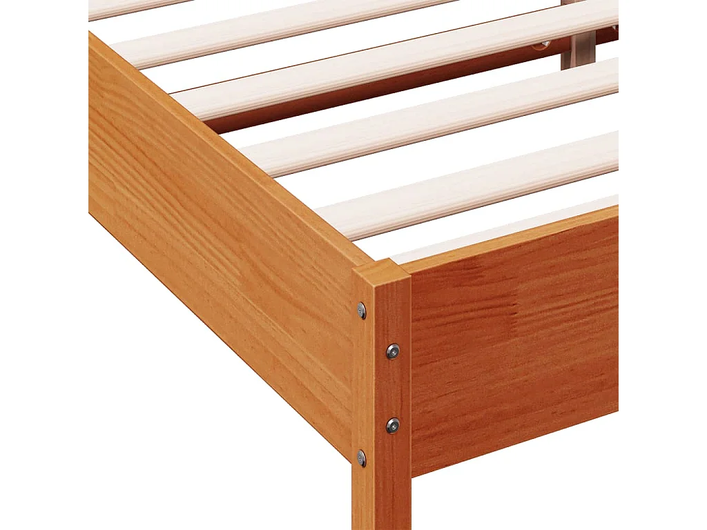 Lit double | Lit adulte | Cadre de lit cire marron 200x200cm bois pin massif