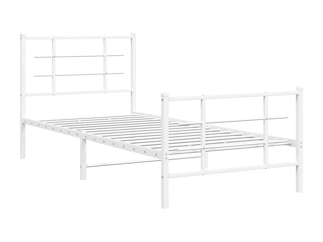 Lit simple | Lit adulte, enfant | Cadre de lit métal avec pied de lit blanc 90x190cm