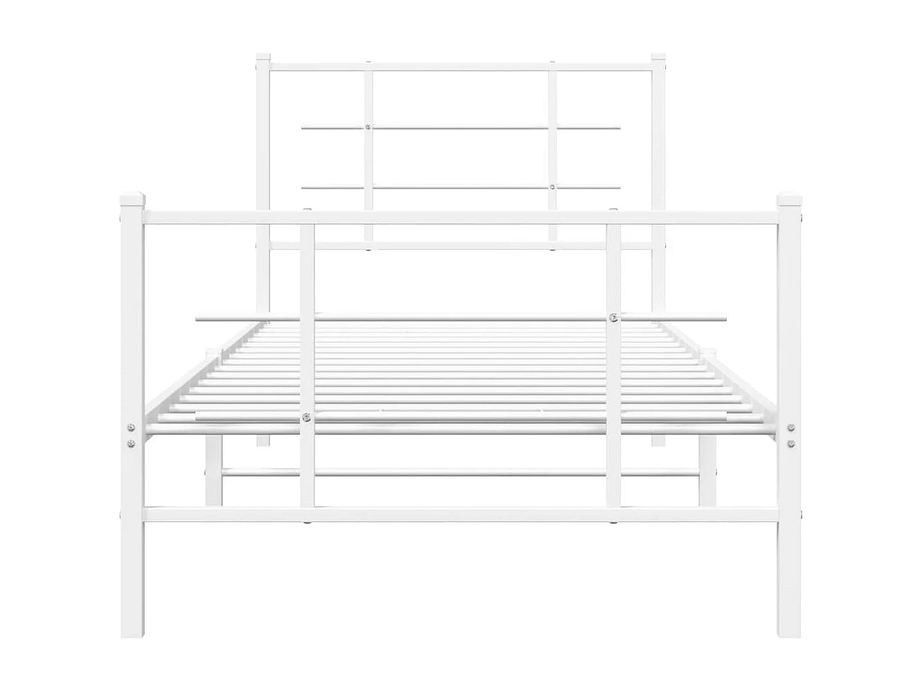 Lit simple | Lit adulte, enfant | Cadre de lit métal avec pied de lit blanc 90x190cm