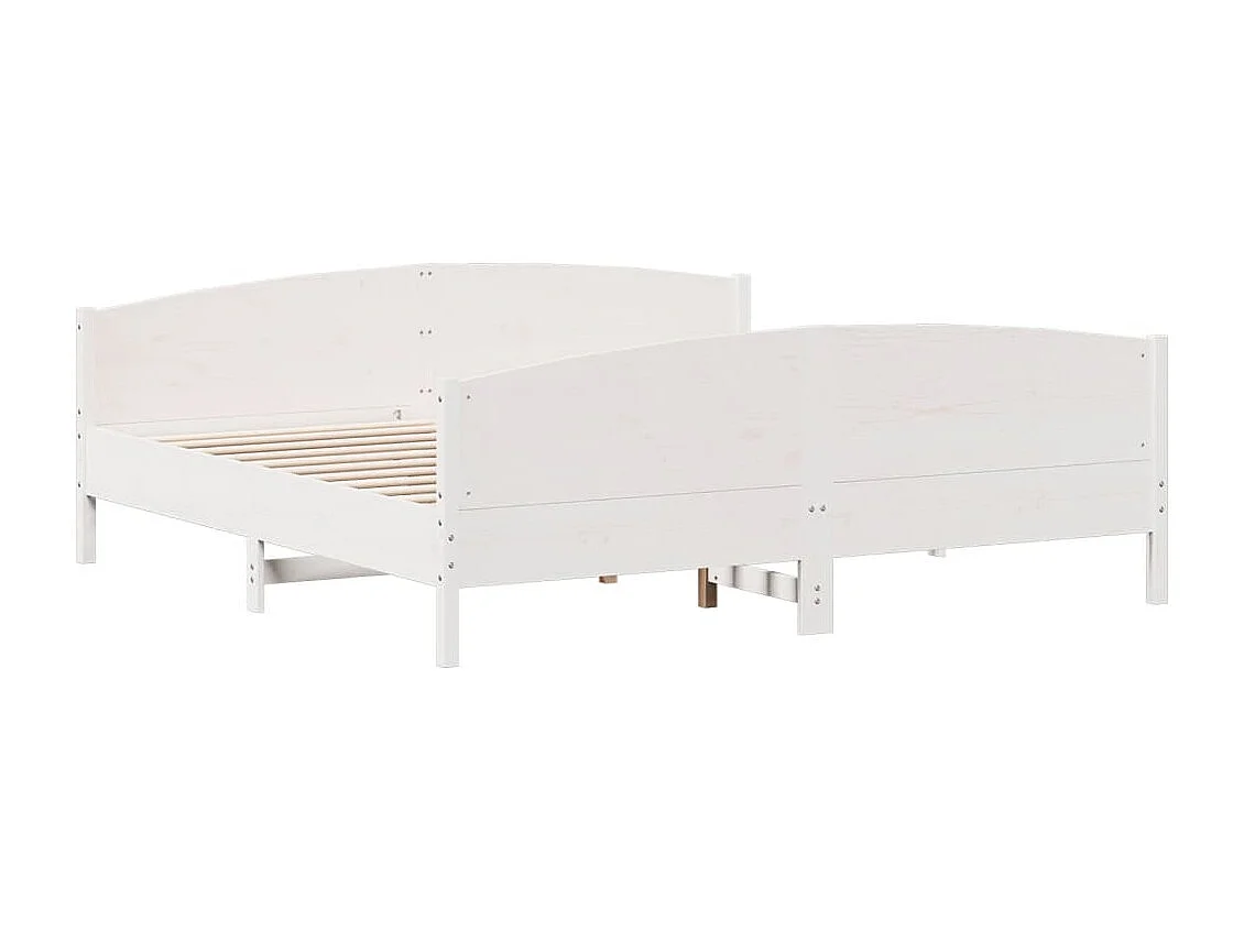 Lit double | Lit adulte | Cadre de lit blanc 200x200 cm bois massif de pin