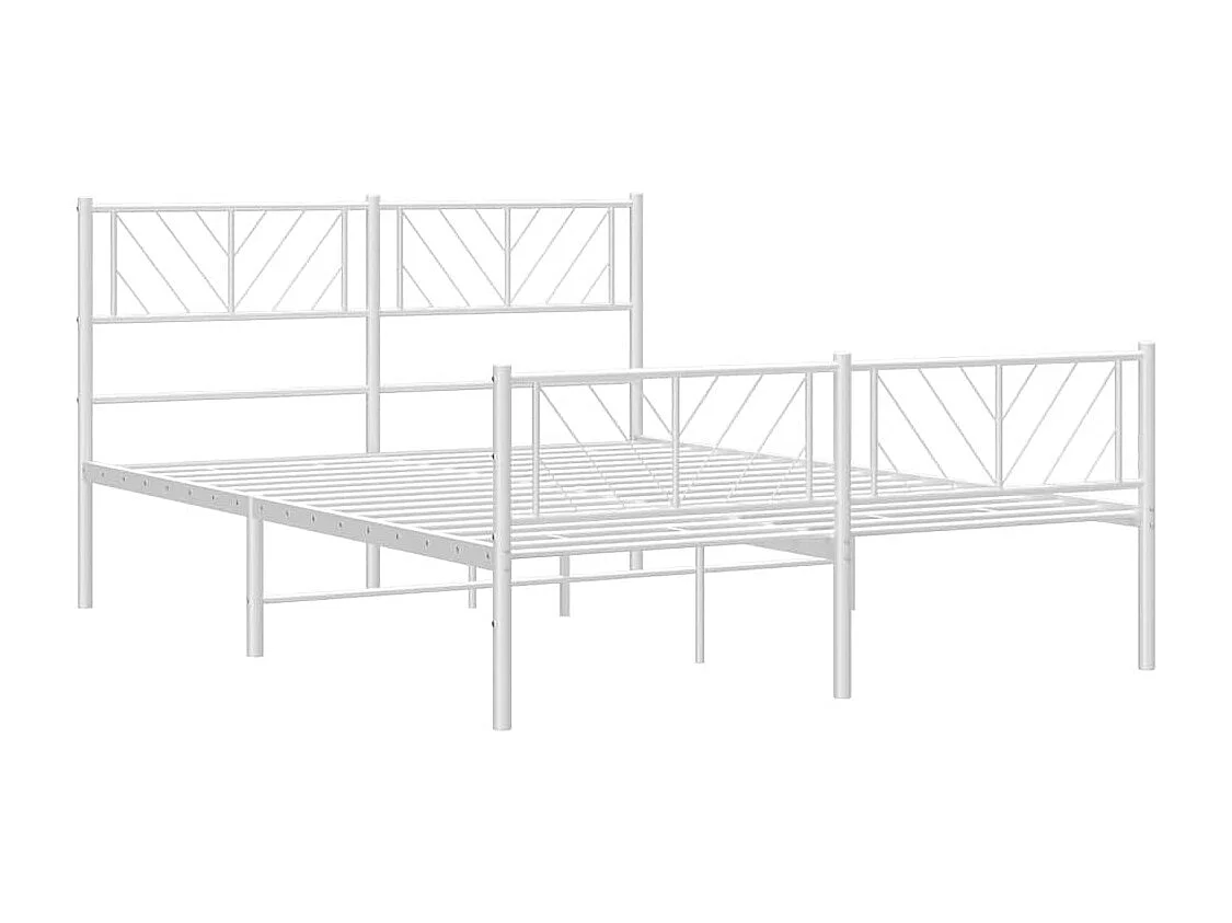 Lit double | Lit adulte | Cadre de lit métal et pied de lit blanc 150x200 cm