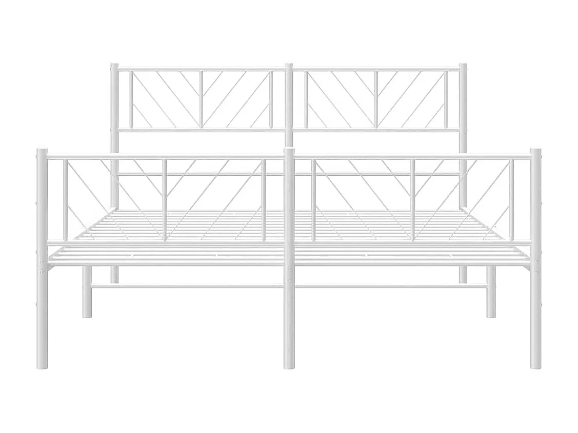 Lit double | Lit adulte | Cadre de lit métal et pied de lit blanc 150x200 cm