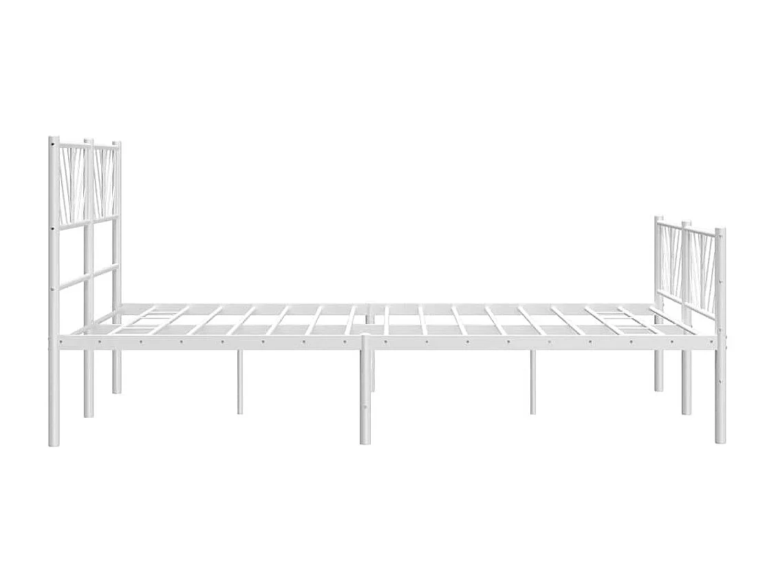 Lit double | Lit adulte | Cadre de lit métal et pied de lit blanc 150x200 cm