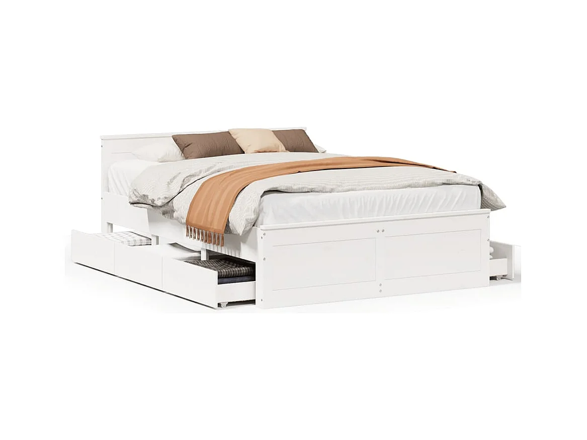 Letto per adulti | Letto matrimoniale | Giroletto senza Materasso con Testata Bianco 140x200 cm Pino