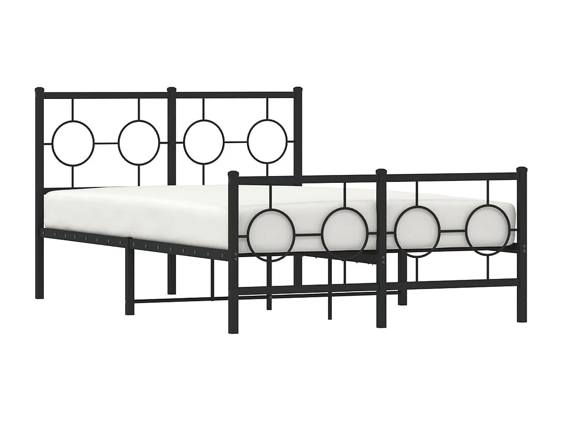Lit simple | Lit adulte, enfant | Cadre de lit métal avec pied de lit noir 120x190cm