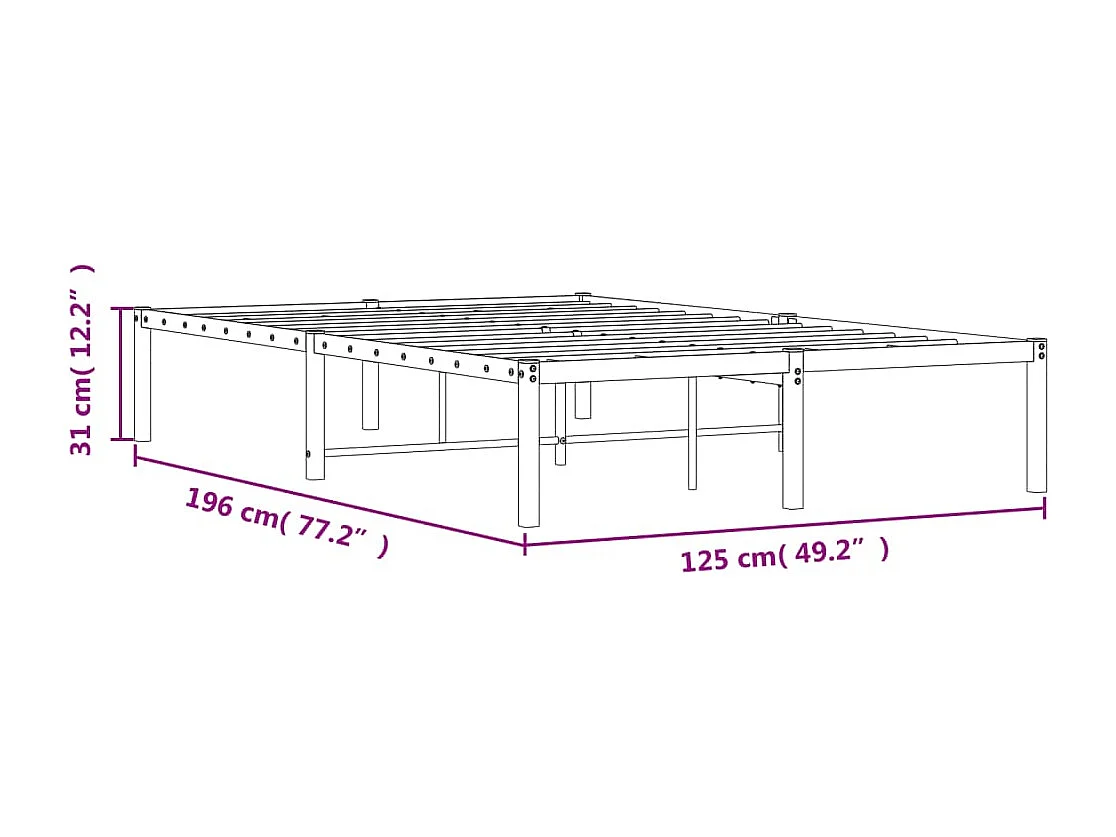 Lit simple | Lit adulte, enfant | Cadre de lit métal blanc 120x190 cm