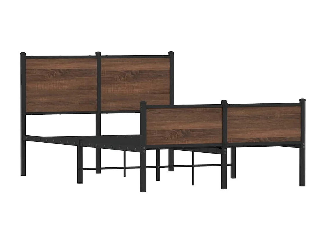 Lit simple | Lit adulte, enfant | Cadre de lit en métal chêne marron 120x200 cm
