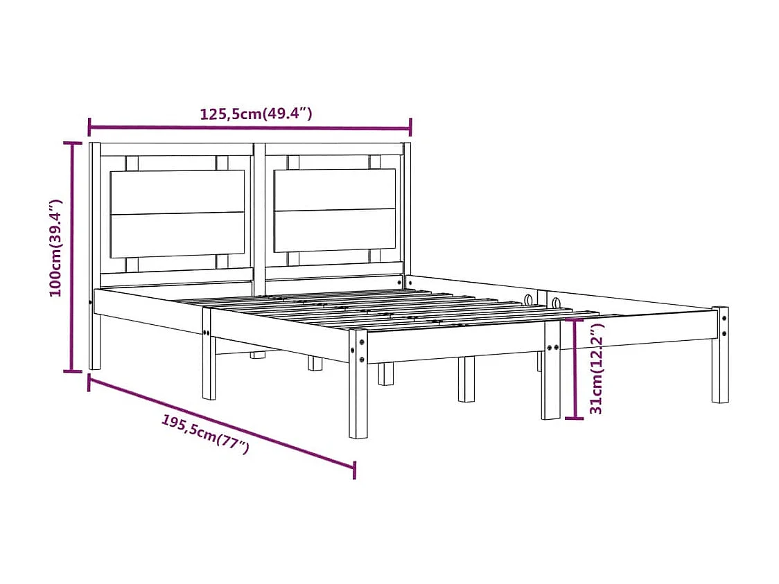 Lit simple | Lit adulte, enfant | Cadre de lit blanc 120x190 cm bois massif