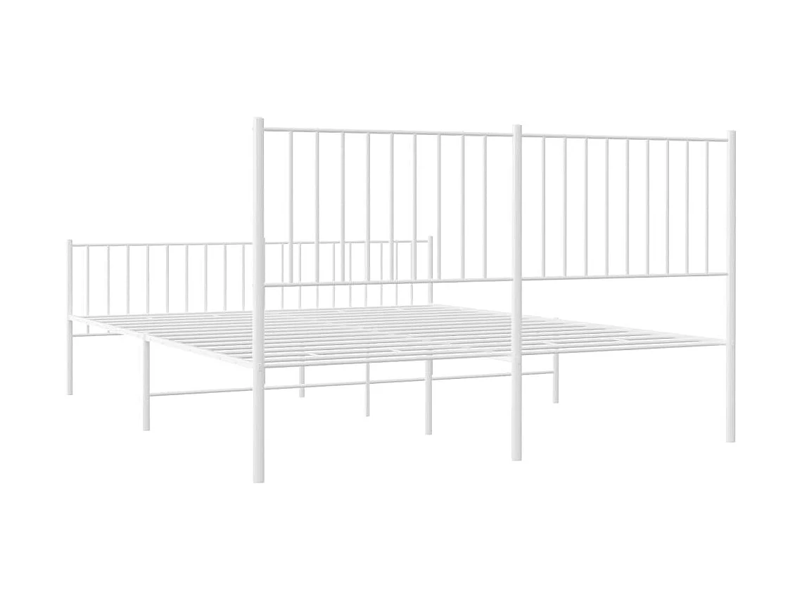 Lit double | Lit adulte | Cadre de lit métal et pied de lit blanc 160x200 cm