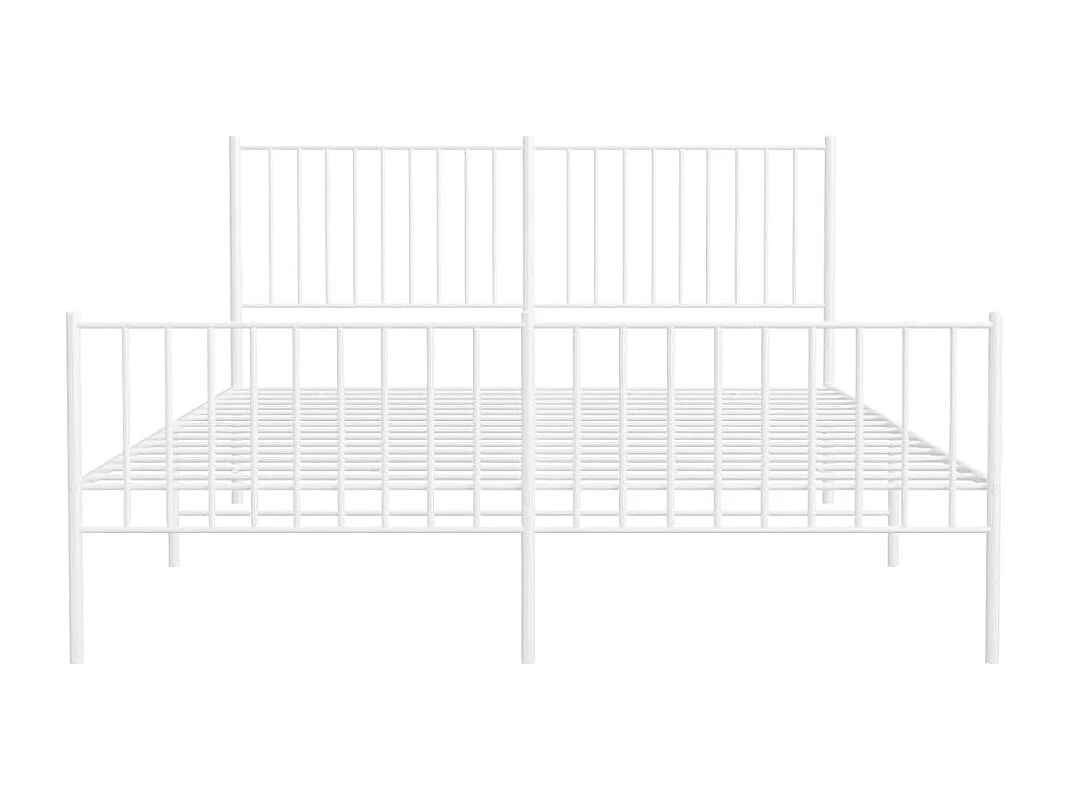 Lit double | Lit adulte | Cadre de lit métal et pied de lit blanc 160x200 cm