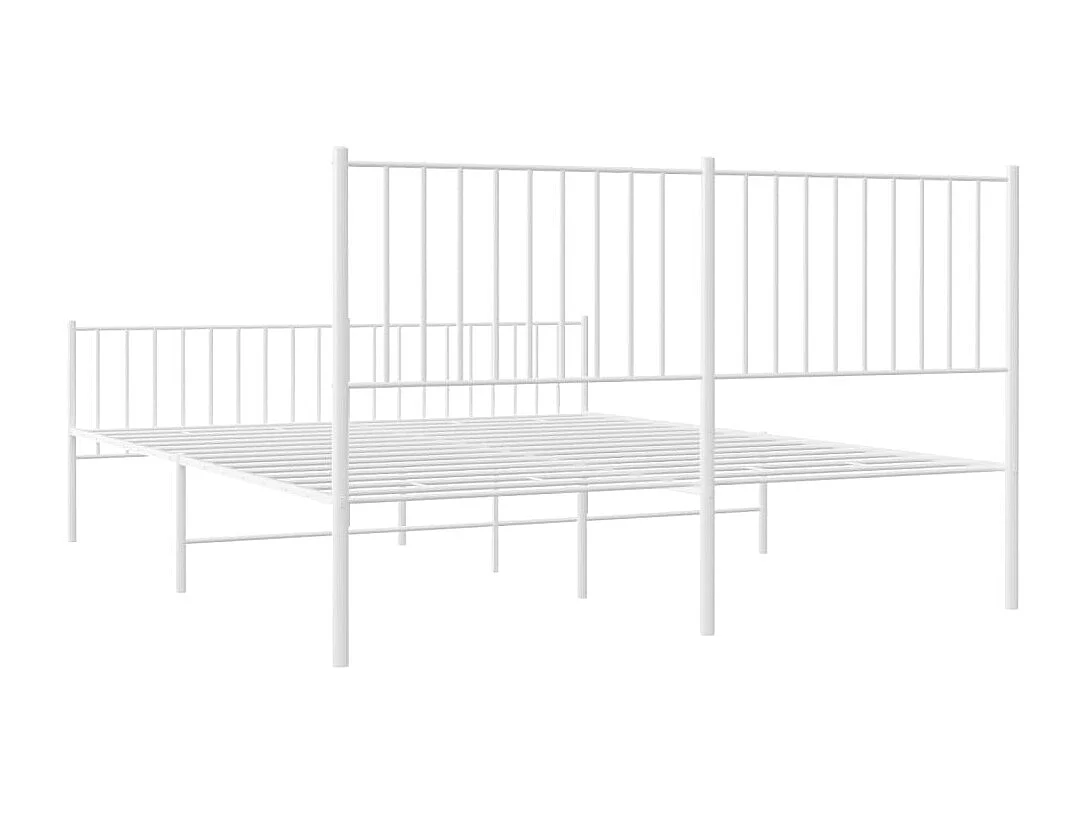 Lit double | Lit adulte | Cadre de lit métal et pied de lit blanc 160x200 cm
