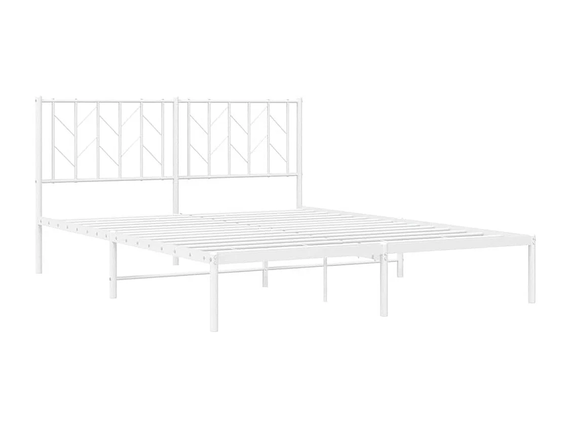 Lit double | Lit adulte | Cadre de lit métal et tête de lit blanc 150x200 cm