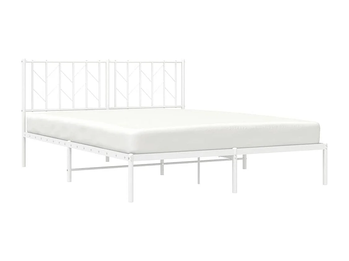 Lit double | Lit adulte | Cadre de lit métal et tête de lit blanc 150x200 cm