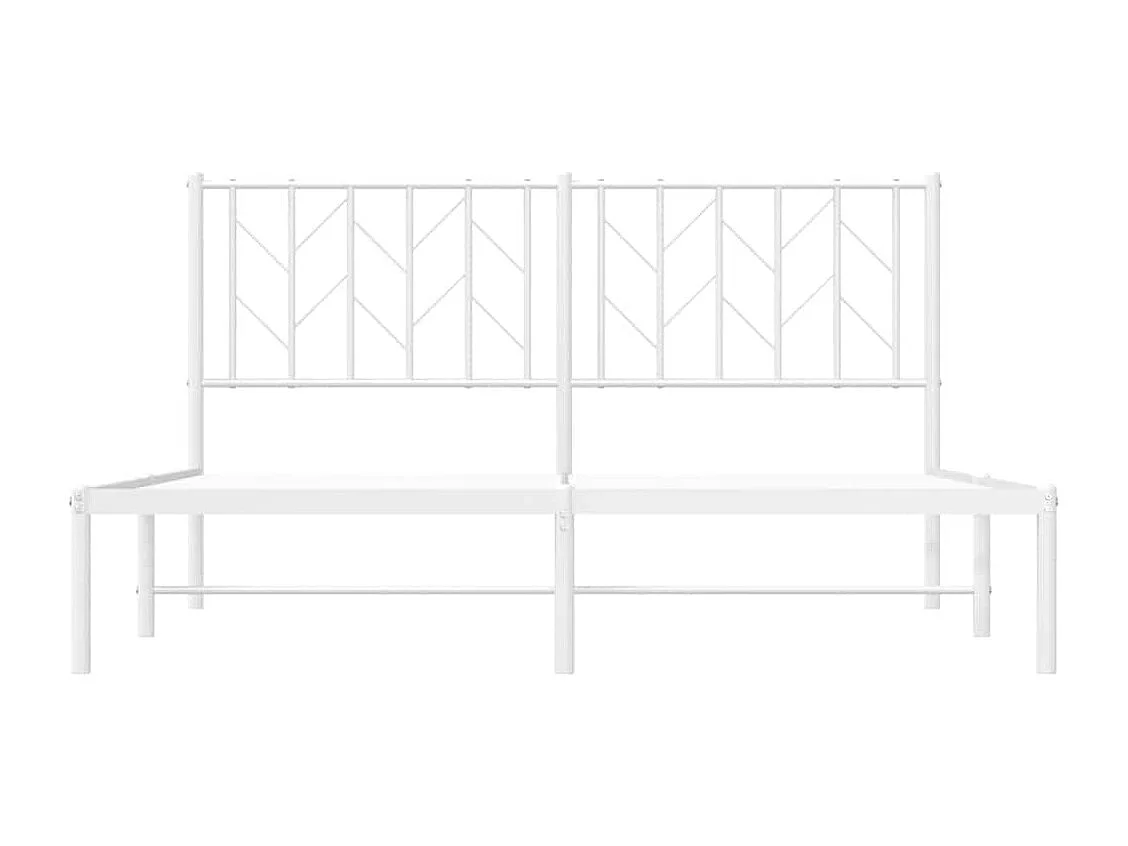Lit double | Lit adulte | Cadre de lit métal et tête de lit blanc 150x200 cm