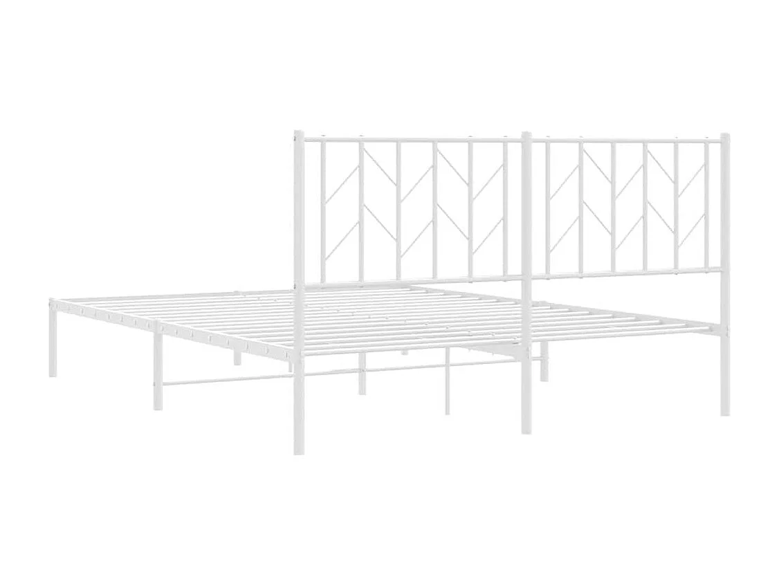 Lit double | Lit adulte | Cadre de lit métal et tête de lit blanc 150x200 cm