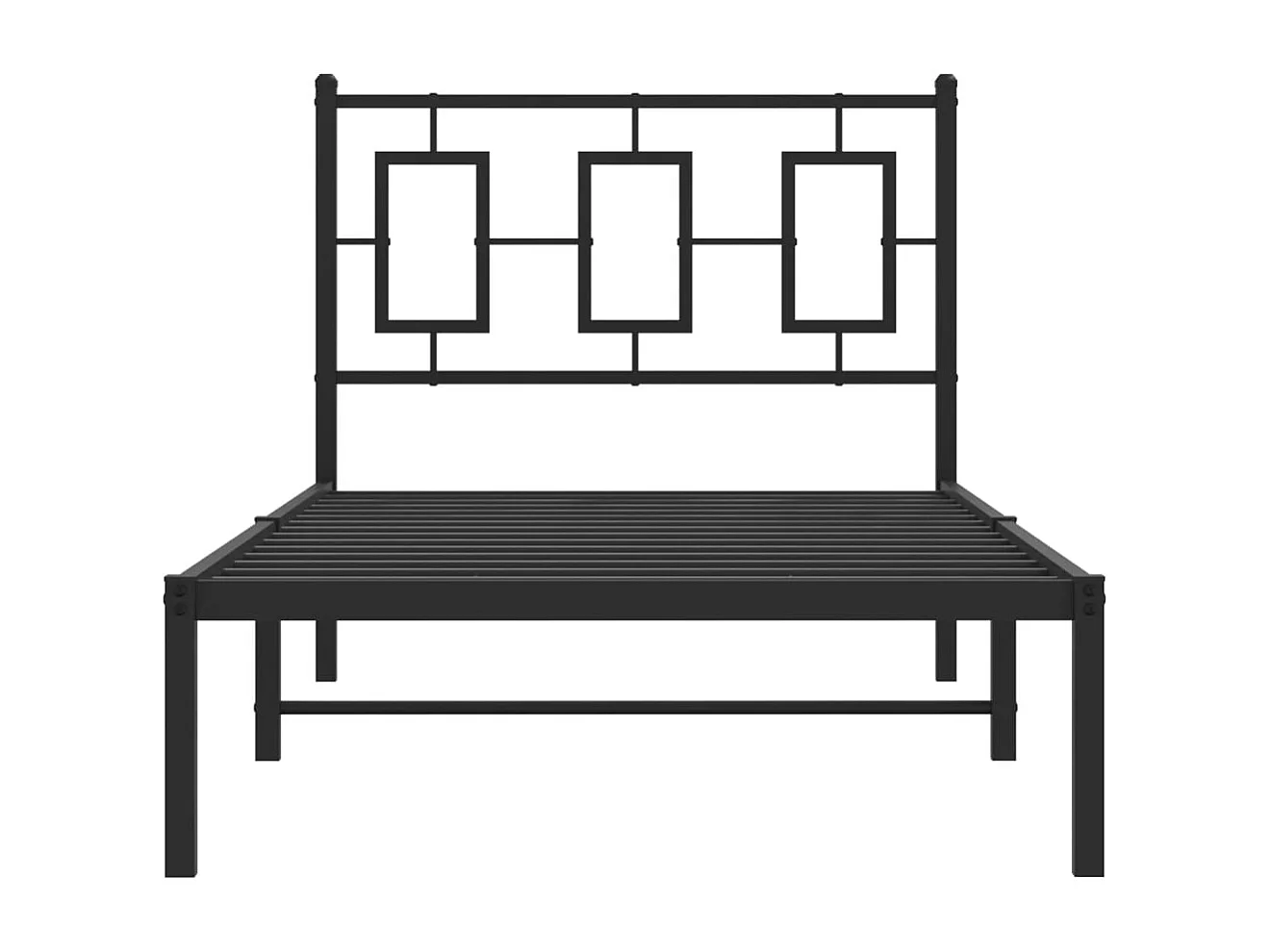 Lit simple | Lit adulte, enfant | Cadre de lit métal avec tête de lit noir 90x200 cm