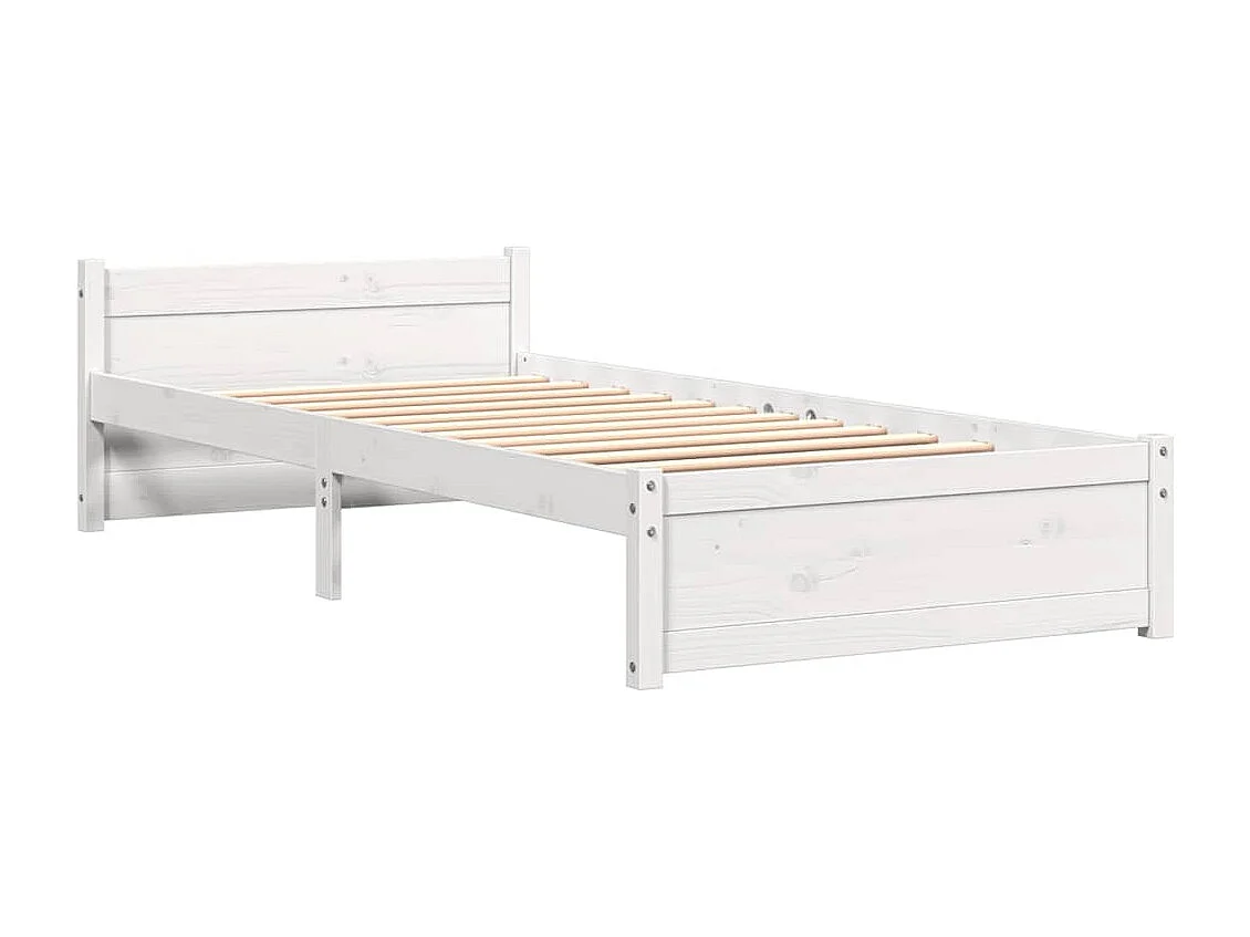 Lit simple | Lit adulte, enfant | Cadre de lit blanc bois massif 90x200 cm