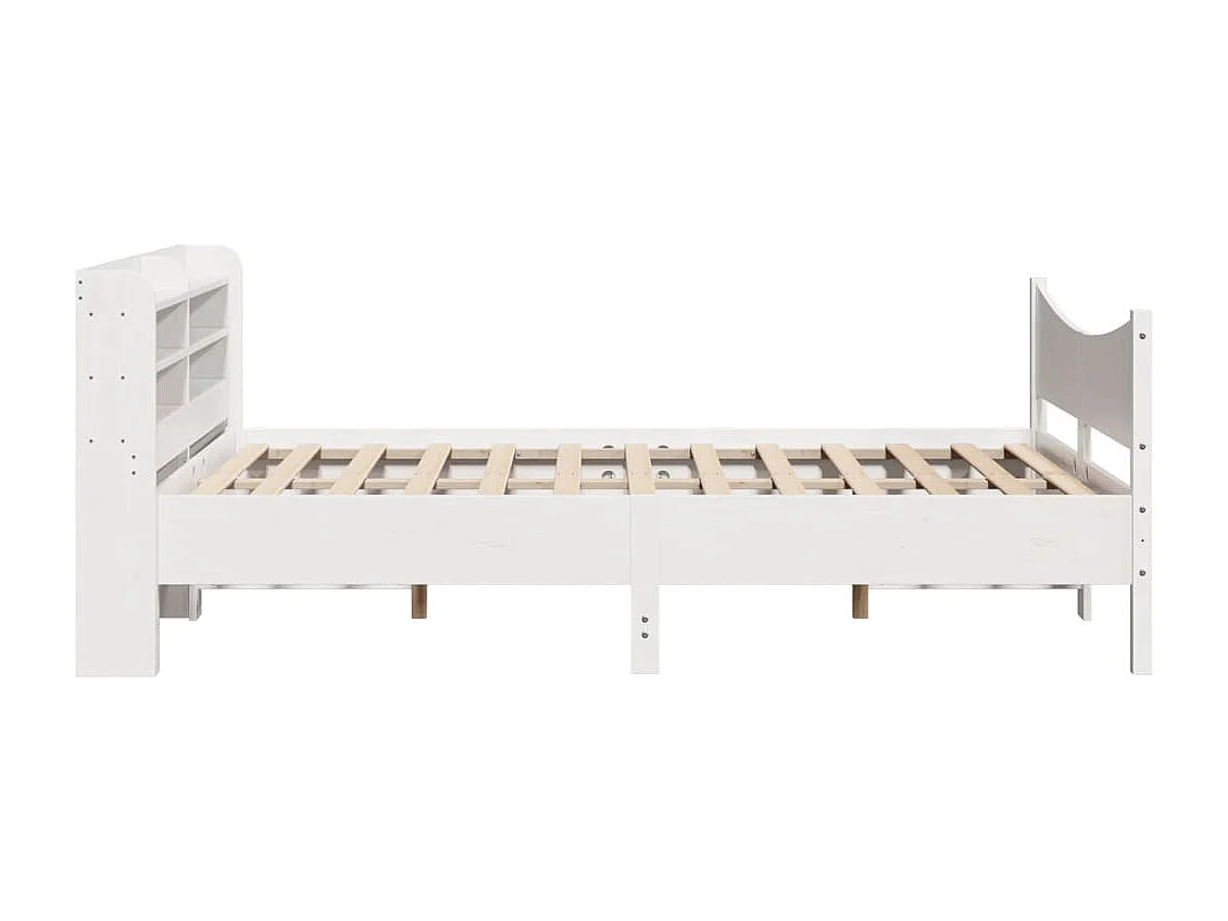 Letto per adulti | Letto matrimoniale | Giroletto con Testiera Bianco 140x190 cm in Legno Massello Pino