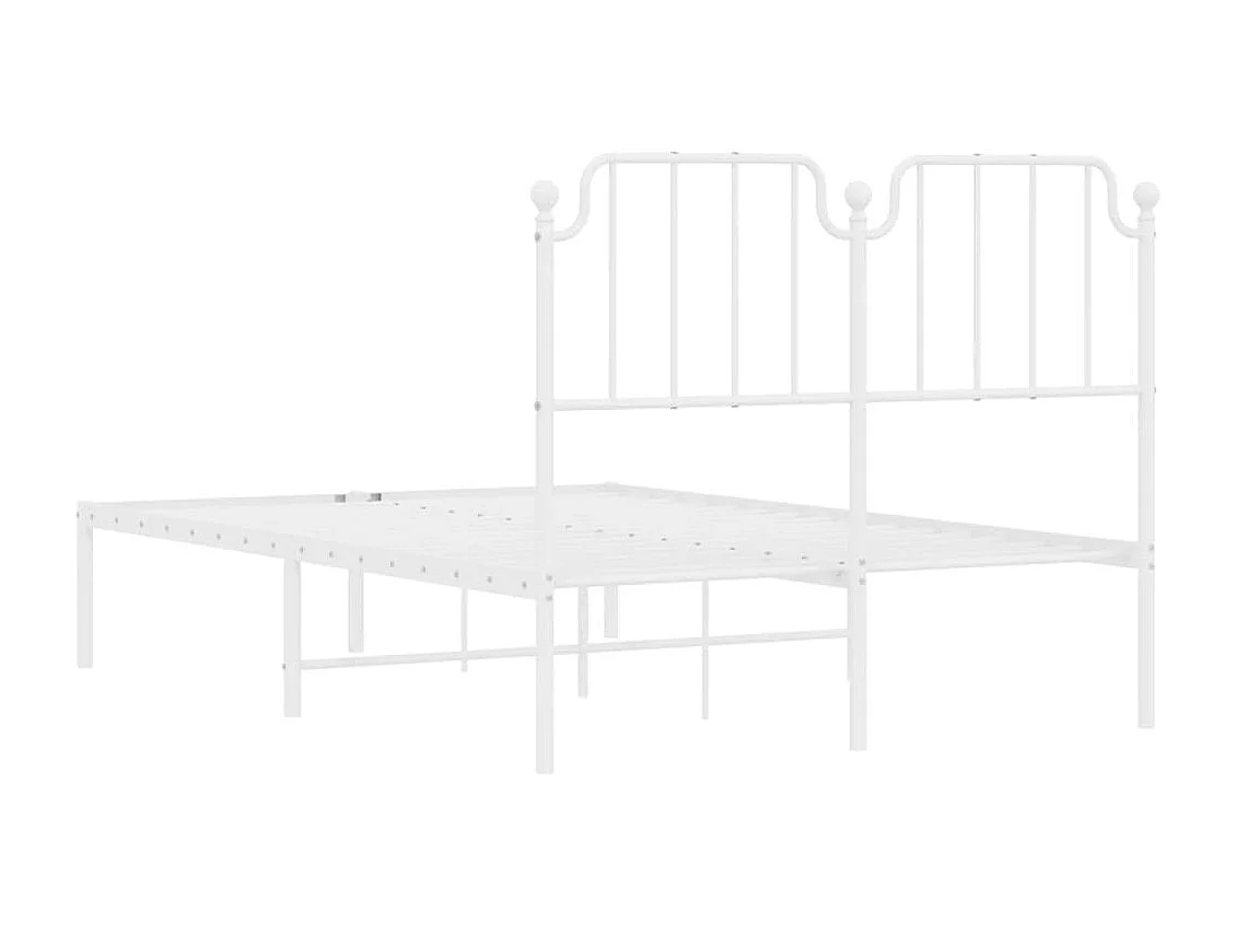 Lit simple | Lit adulte, enfant | Cadre de lit métal et tête de lit blanc 120x200 cm