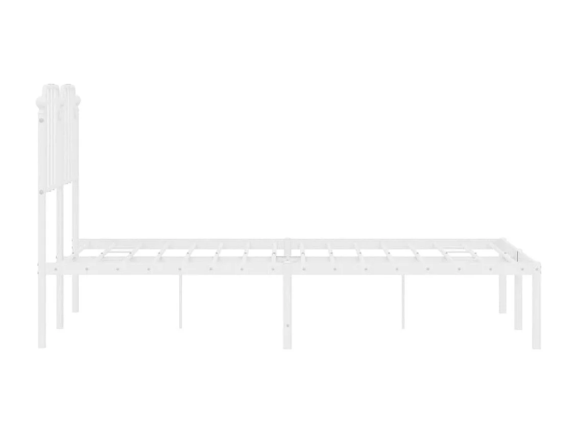 Lit simple | Lit adulte, enfant | Cadre de lit métal et tête de lit blanc 120x200 cm