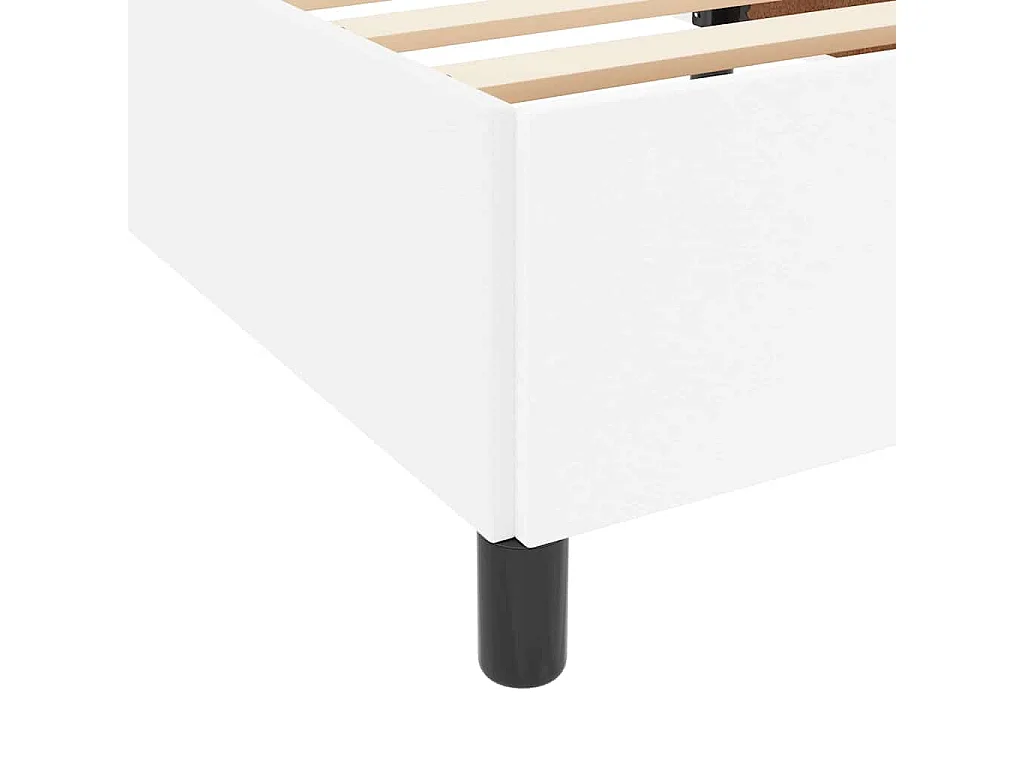 Lit simple | Lit adulte, enfant | Cadre de lit avec matelas Blanc 90x200 cm Faux cuir