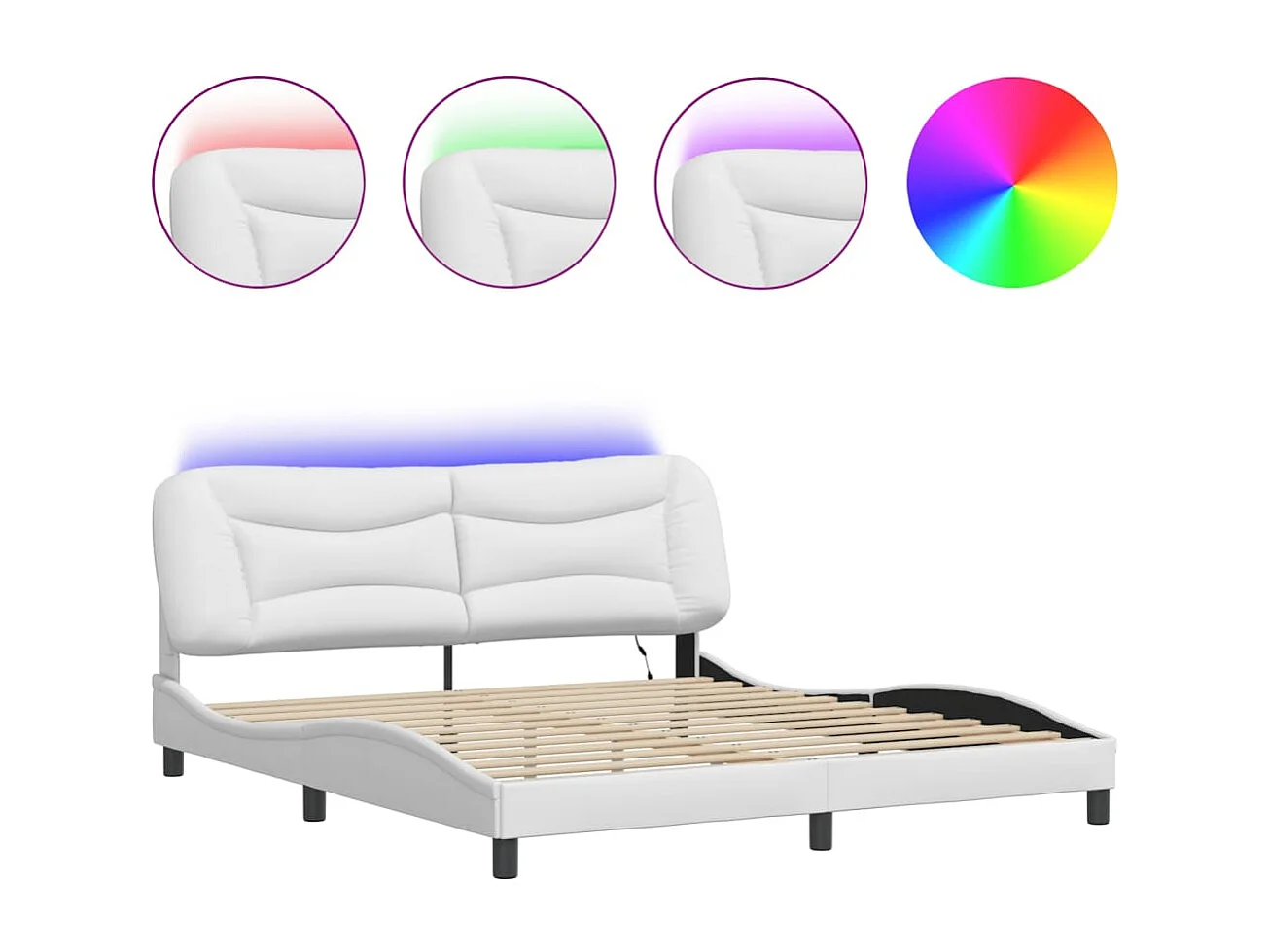 Lit double | Lit adulte | Cadre de lit avec LED blanc 180x200 cm