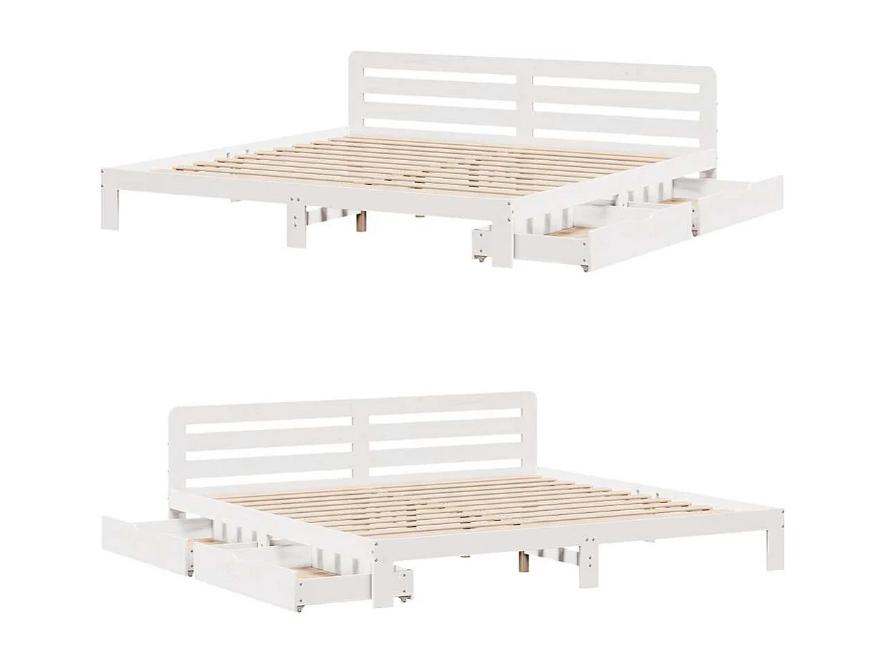 Letto per adulti | Letto matrimoniale | Giroletto senza Materasso Bianco 200x200 cm Legno Massello Pino