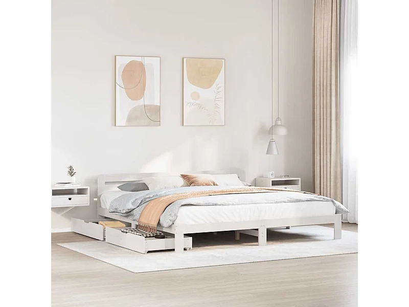 Letto per adulti | Letto matrimoniale | Giroletto senza Materasso Bianco 200x200 cm Legno Massello Pino