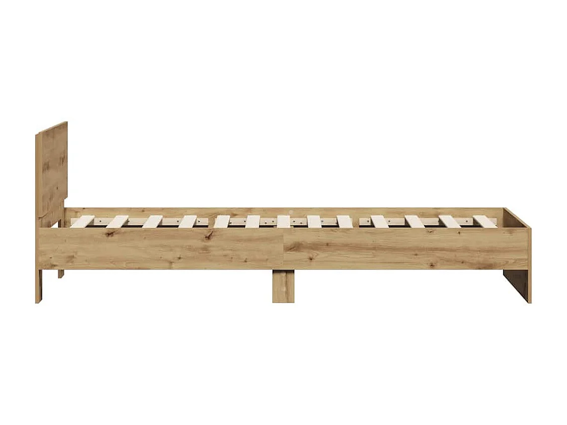 Bedframe | Eenpersoonsbed met hoofdeinde Artisan Eiken 90x200 cm Bewerkt hout