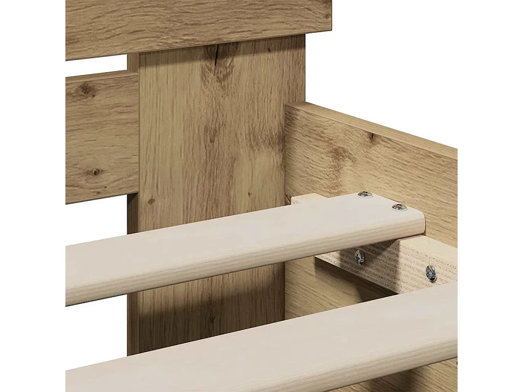 Bedframe | Eenpersoonsbed met hoofdeinde Artisan Eiken 90x200 cm Bewerkt hout