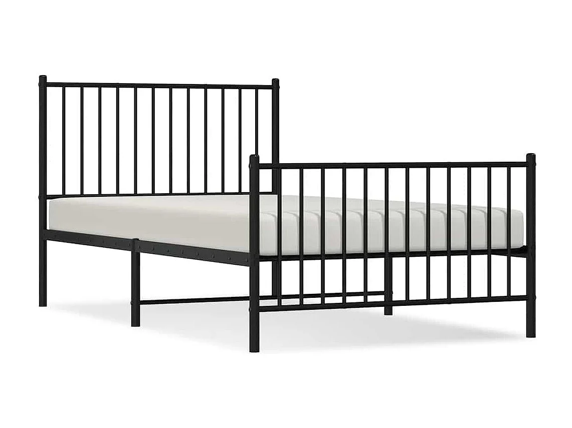 Lit simple | Lit adulte, enfant | Cadre de lit métal avec pied de lit noir 100x190cm