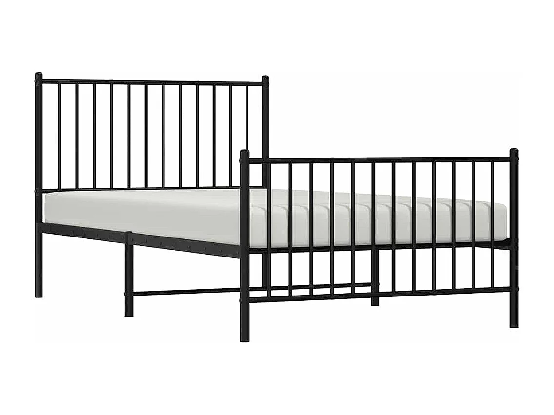 Lit simple | Lit adulte, enfant | Cadre de lit métal avec pied de lit noir 100x190cm