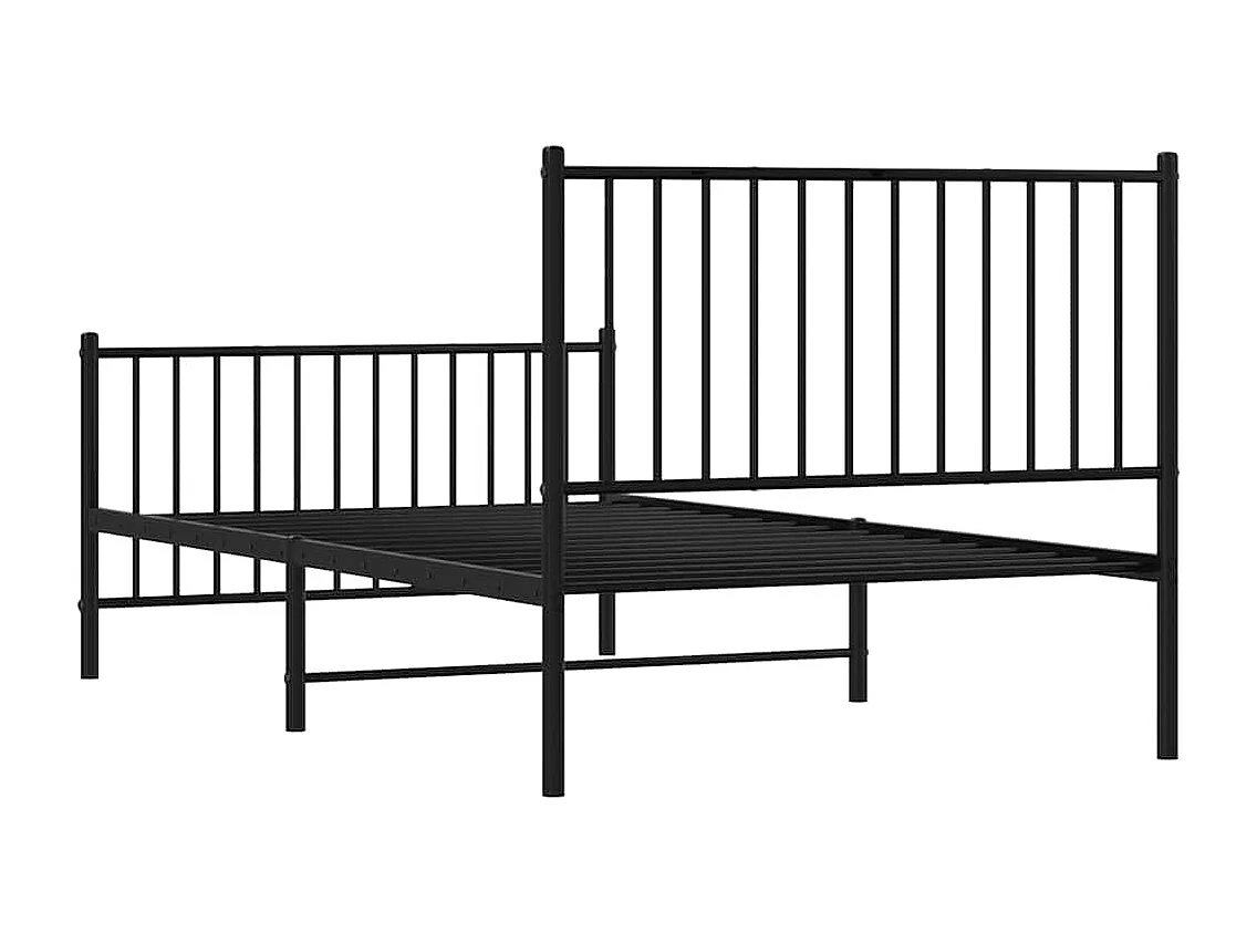 Lit simple | Lit adulte, enfant | Cadre de lit métal avec pied de lit noir 100x190cm