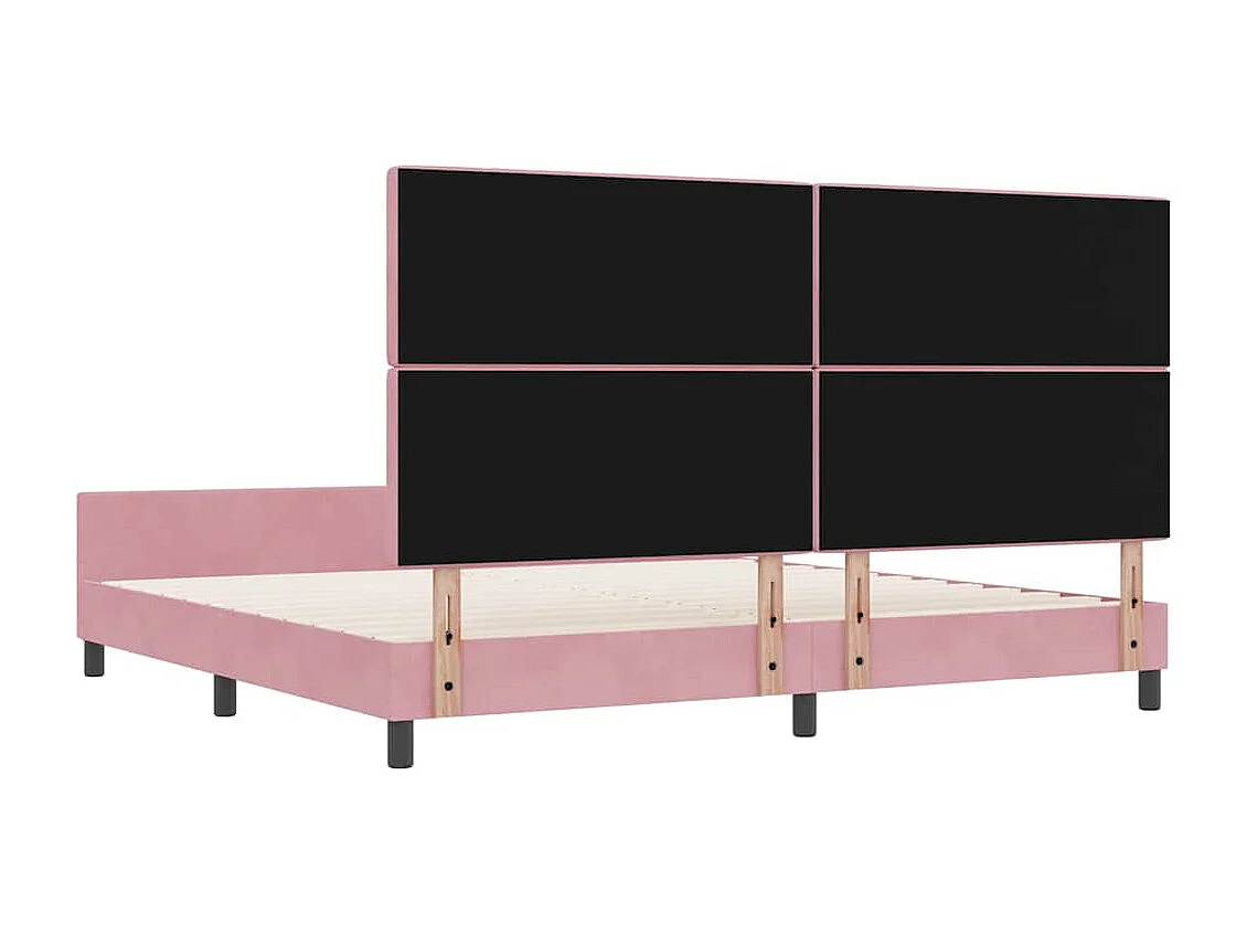 Lit double | Lit adulte | Cadre de lit avec tête de lit Rose 200x200 cm Velours